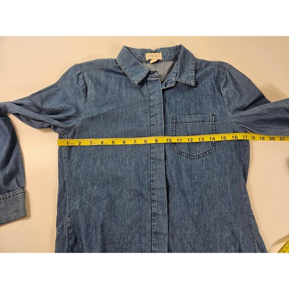 Per se chambray button up long sleeve small S split back EUC - Picture 6 of 6